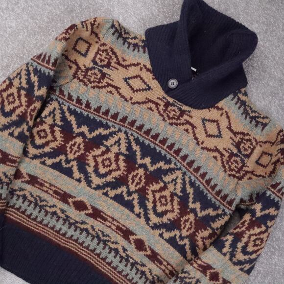 Schott Bros Henley Aztec Chucky Knit Hand Crafted Medium Multicolor Sweater - Picture 7 of 9